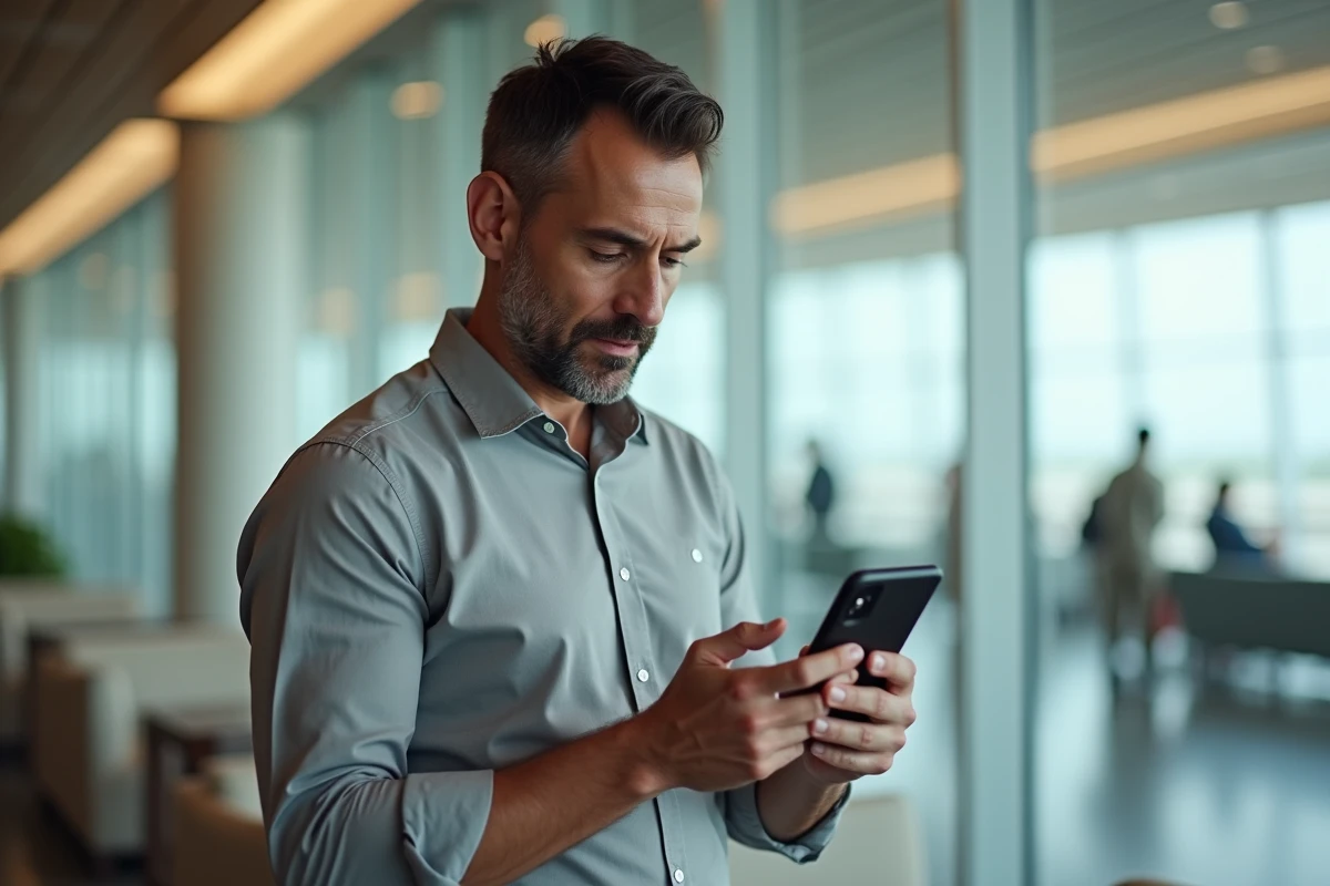 Employé consultant une authentification à deux facteurs sur smartphone pour sécuriser ses données personnelles Intraligne