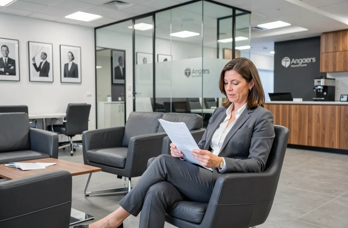 Buro Club Angers avec une cadre en tailleur travaillant dans un espace de coworking haut de gamme