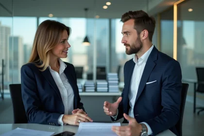 Conseiller financier en costume dans un bureau moderne