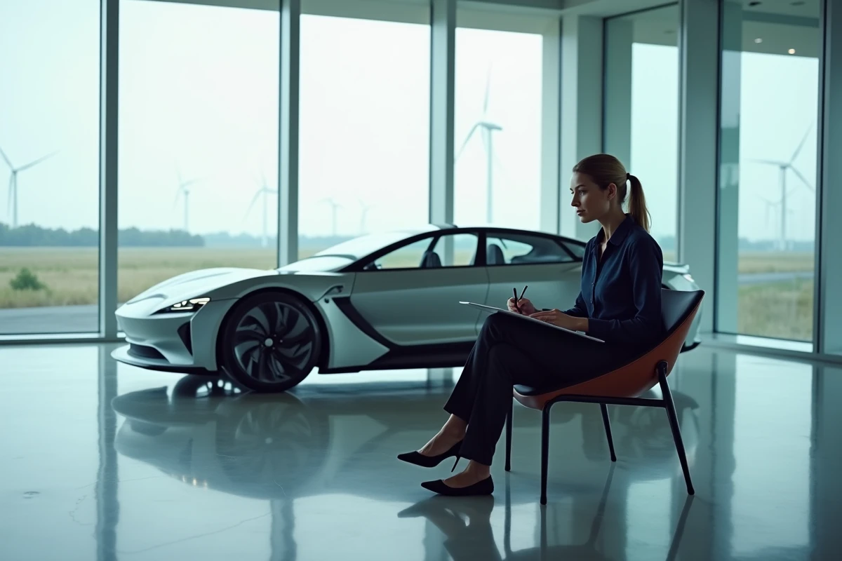 Designer automobile esquissant dans un studio lumineux