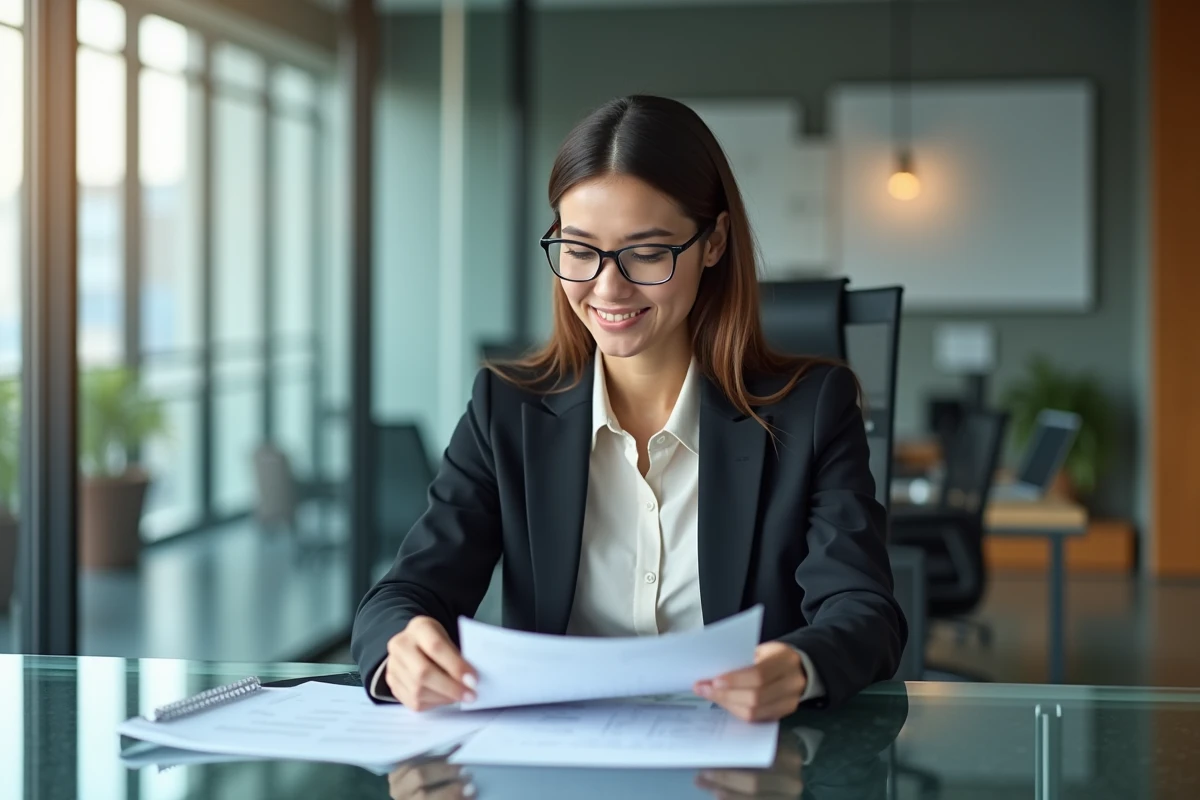 Femme d affaires en blazer dans un bureau moderne