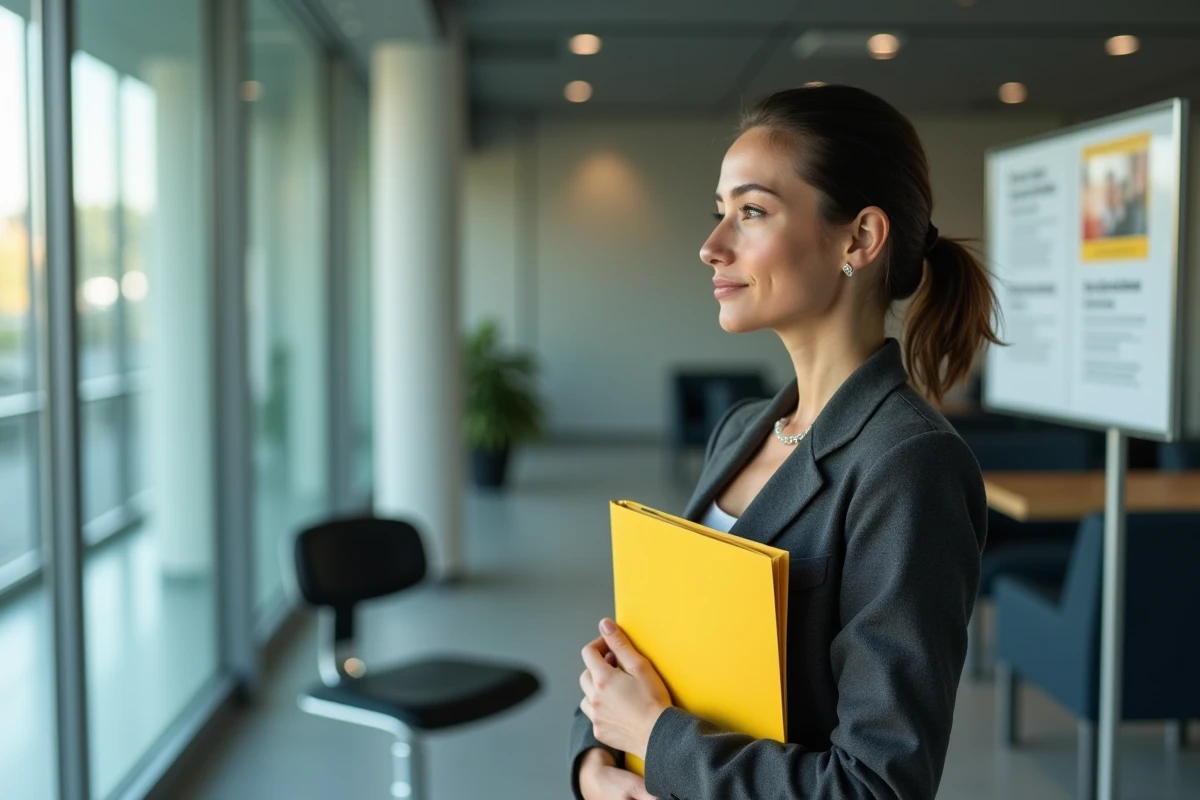 Femme en attente dans un bureau emploi moderne