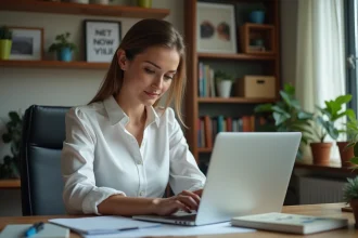 Femme confiante en coaching dans un bureau chaleureux