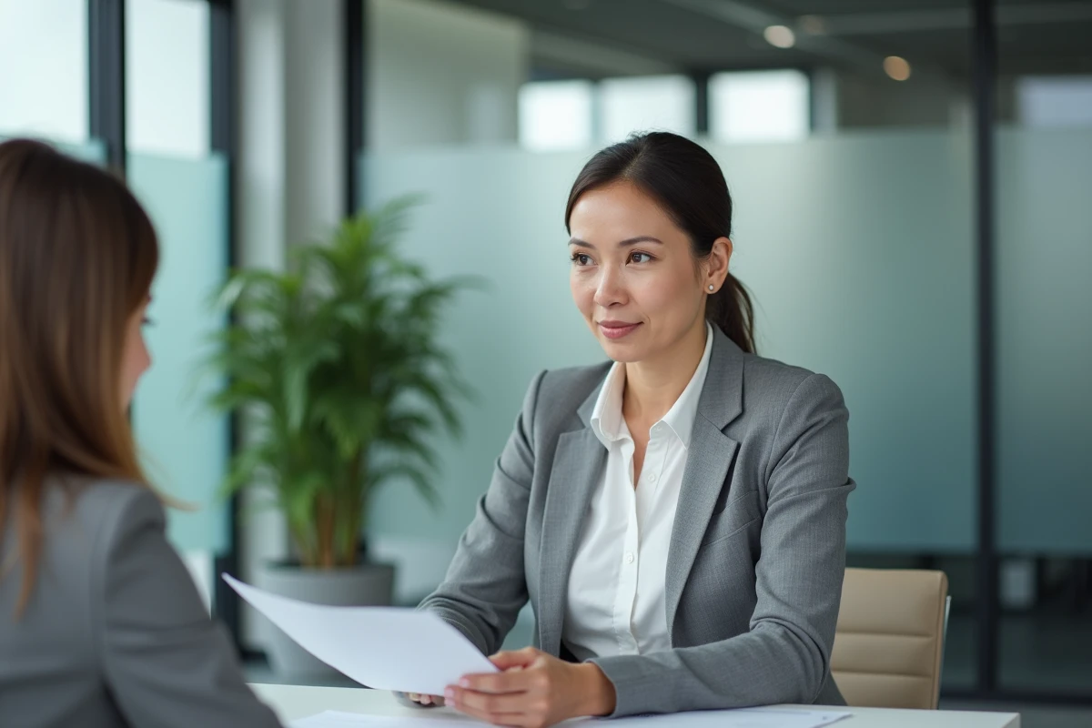 Femme entrepreneur en rendez-vous avec un conseiller professionnel pour comprendre les démarches de début d'activité indépendante