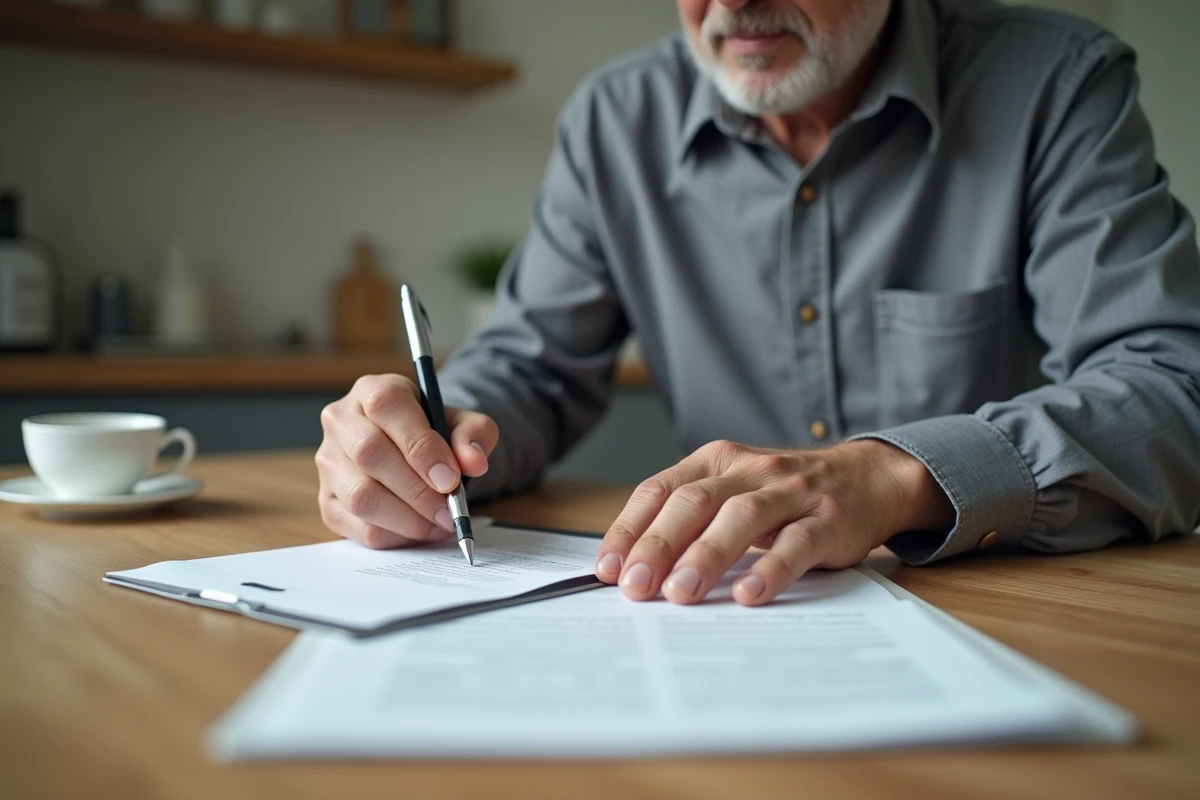 Homme signant un accusé de réception pour une lettre remise en main propre à domicile